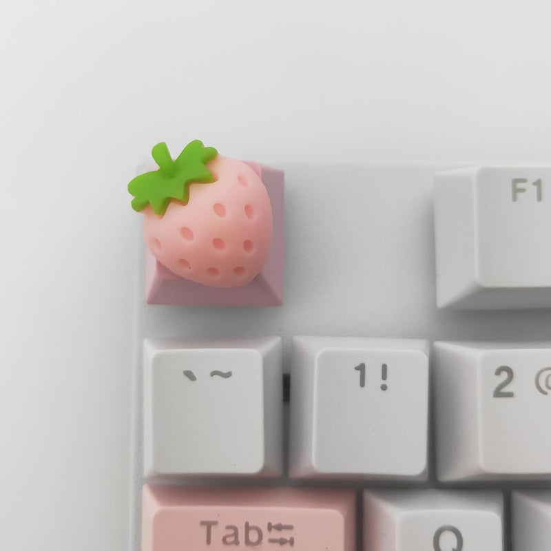 Elacgap Personalized Cute Pink Keycap Handmade OEM Profile DIY Custom Keycap for Mechanical Keyboard MX Switch (Strawberry) - Image 2